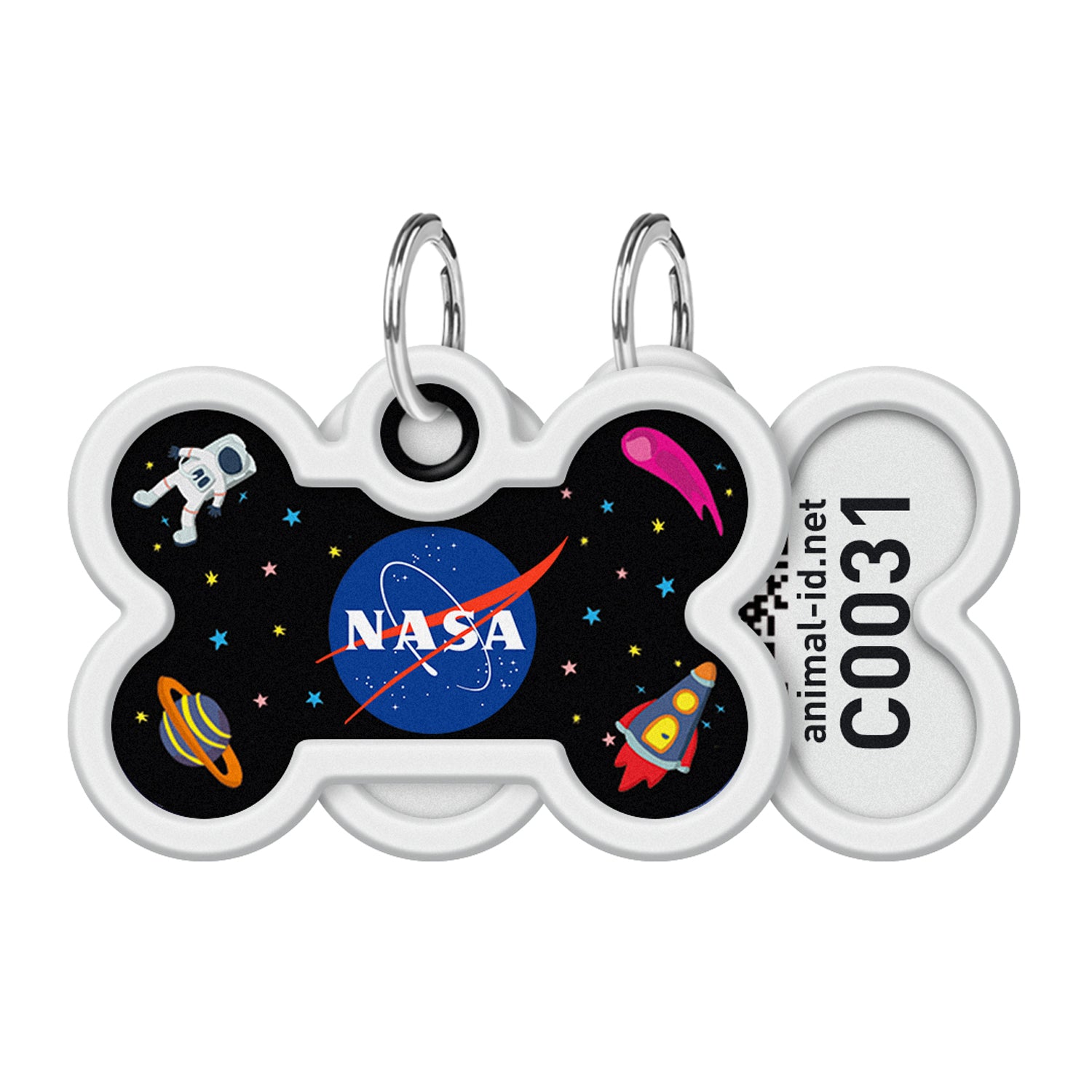 WAUDOG Smart ID metal pet tag with QR-passport, "NASA" -0640-0147