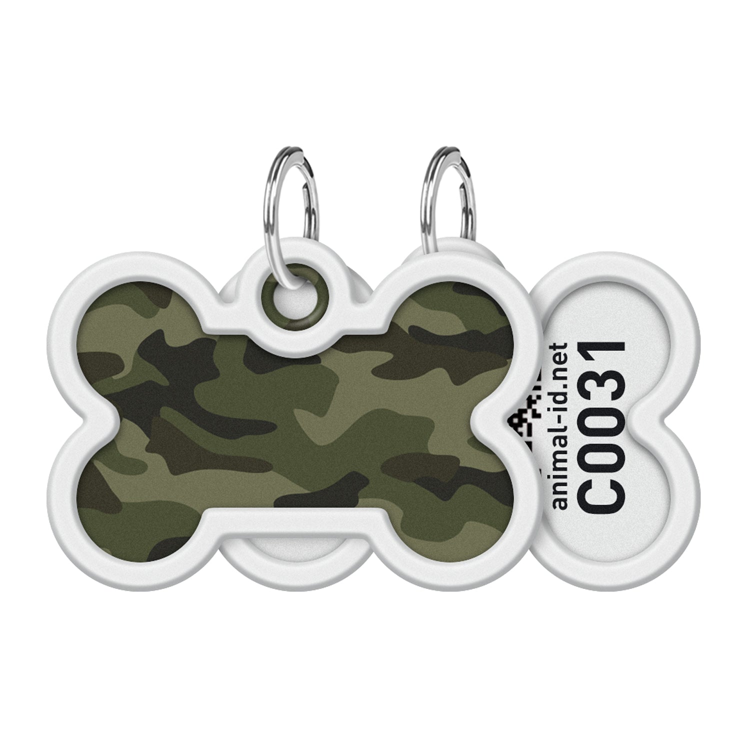 WAUDOG Smart ID metal pet tag with QR-passport, "Green camo" - 0640-0205