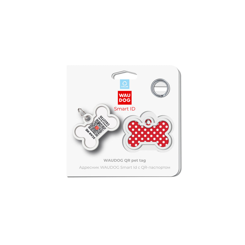 WAUDOG Smart ID metal pet tag with QR-passport, "Dots"- 0640-0208