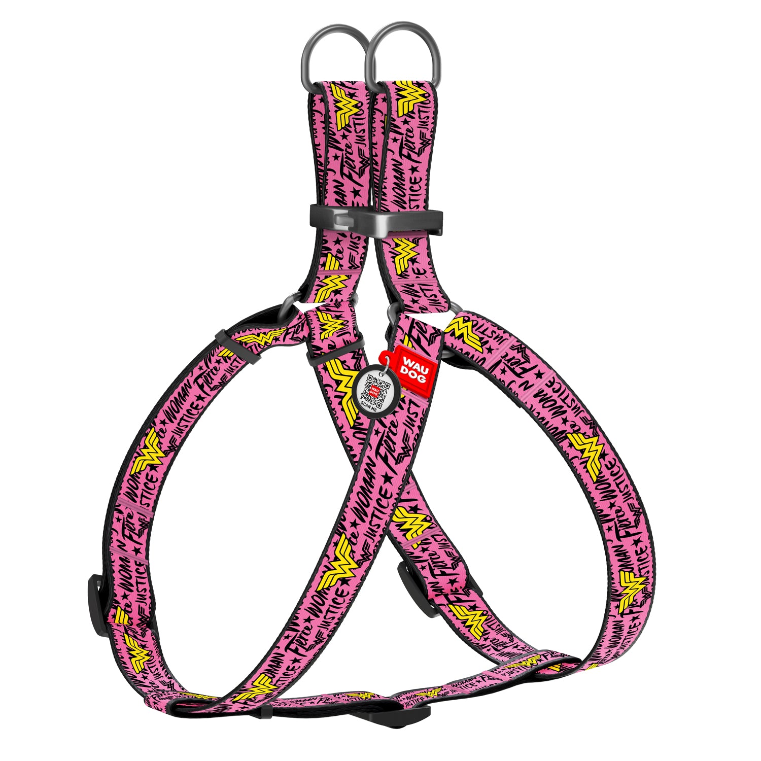 WAUDOG Nylon dog harness with QR-passport, "Wonder Woman" -0715-2007