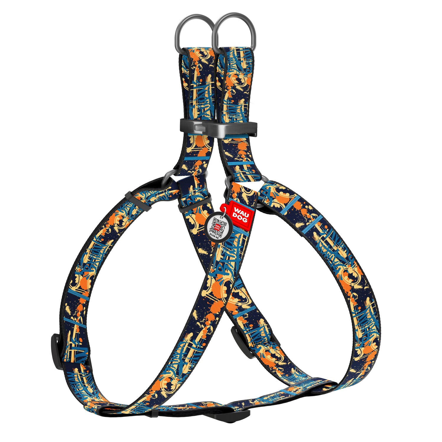 WAUDOG Nylon dog harness with QR-passport, "Batman Jeans" 0720-2002