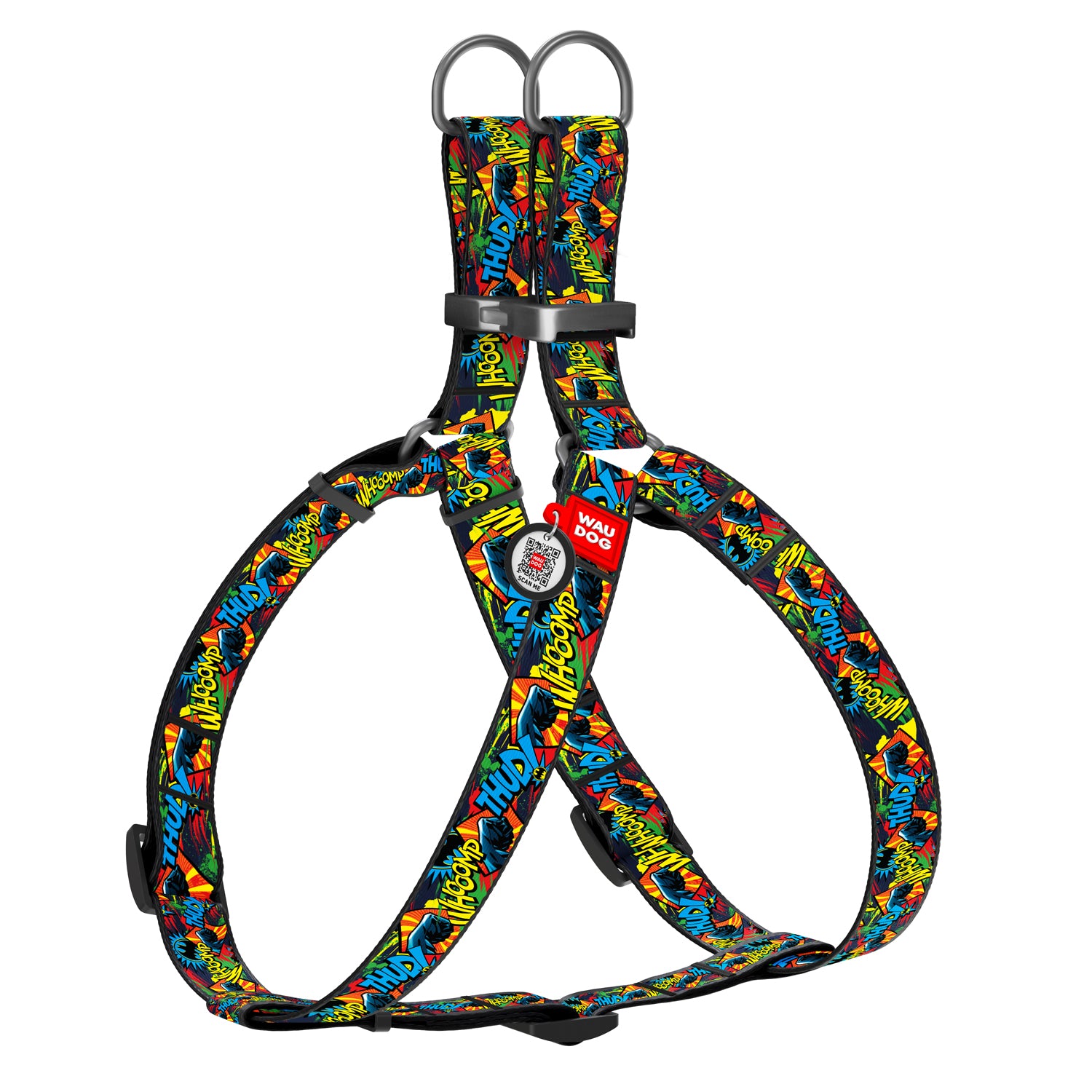 WAUDOG Nylon dog harness with QR-passport, "Batman Bright" -0720-2003