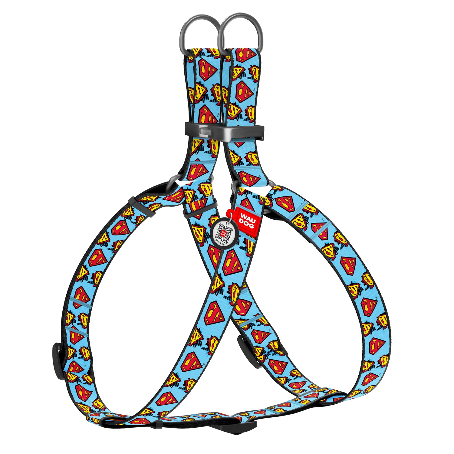 WAUDOG Nylon dog harness with QR-passport, "Superman"  -0720-2005