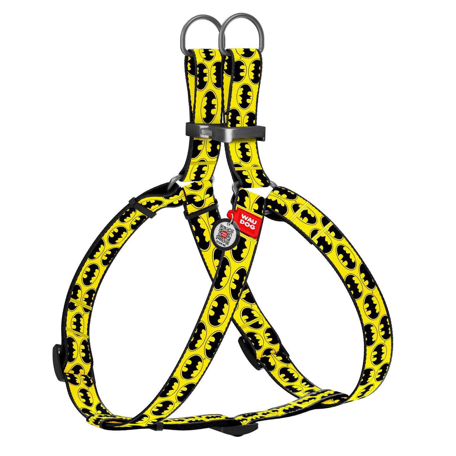 WAUDOG Nylon dog harness with QR-passport, "Batman Logo" -0725-2001