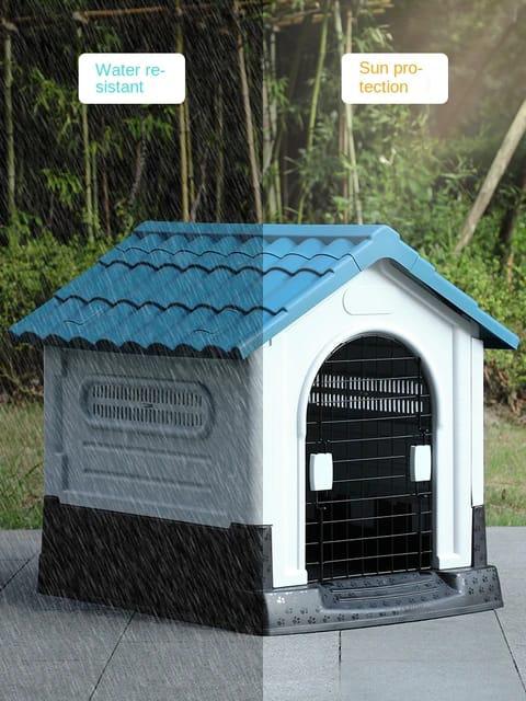 "Plastic dog house with metal door Size: 75.7*65*63.2cm