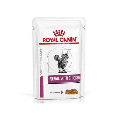 Royal Canin Feline Renal with chicken (85 gm\pouch) - Wet food for Renal and chronic kidney diseases – 12 pouches per box price for one pouch