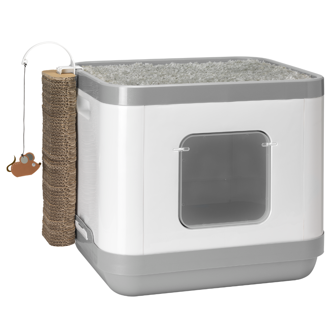 Closed Litter Boxes Cat Concept With Cushion & Scratch