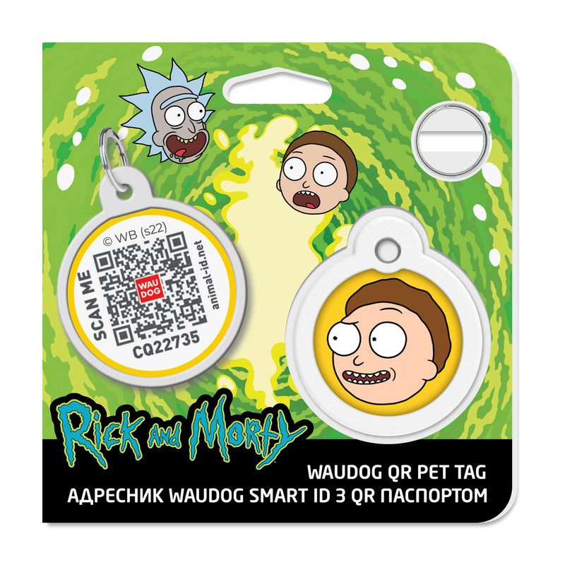 WAUDOG Smart ID metal pet tag with QR-passport, "Rick and Morty 2"-230-0281