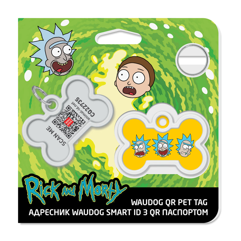 WAUDOG Smart ID metal pet tag with QR-passport, "Rick and Morty 3" - 231-0282