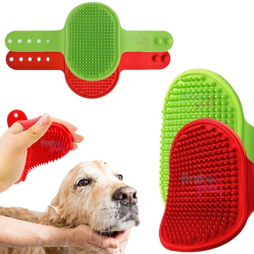 Pet grooming brush mitt