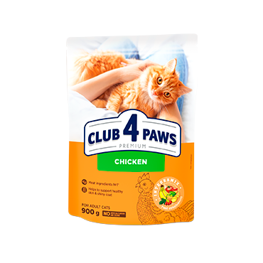 CLUB 4 PAWS PREMIUM
for adult cats
CHICKEN 900g