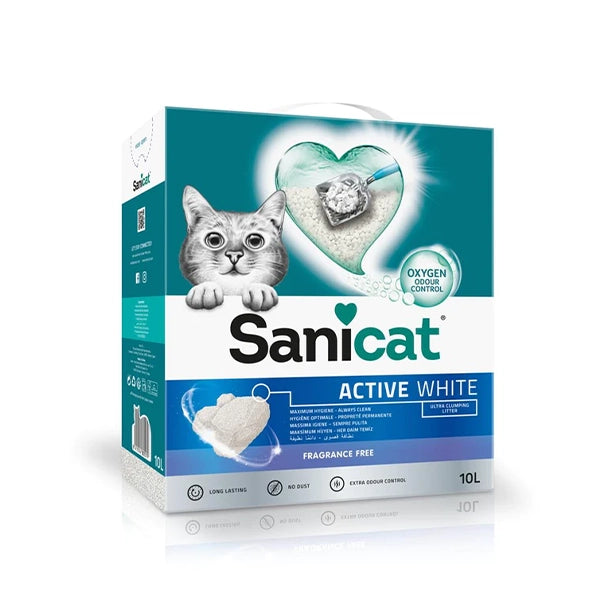 SaniCat Litter Active White Fragrance Free Ultra Clumping 10L