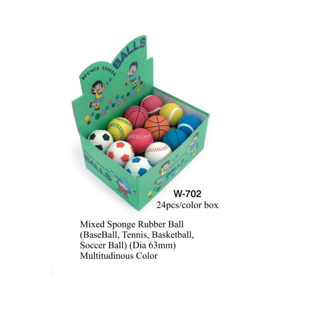 Toy - Sponge Ball Multicolor m. W-702 63 mm