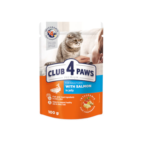 CLUB 4 PAWS PREMIUMfor adult catsWITH SALMON IN JELLY 100g