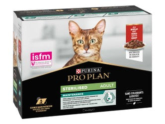PURINA® PRO PLAN® sterilized adult cats Beef Sachets Pack 10*85g