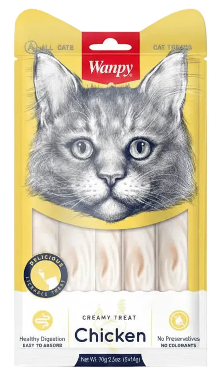 Wanpy Creamy Chicken Treats for All Cats 70 g (5*14g)
