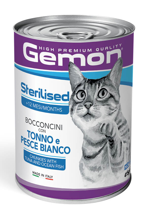 GEMON Sterilised Chunkies Tuna&Ocean Fish Cat Wet Food 415g