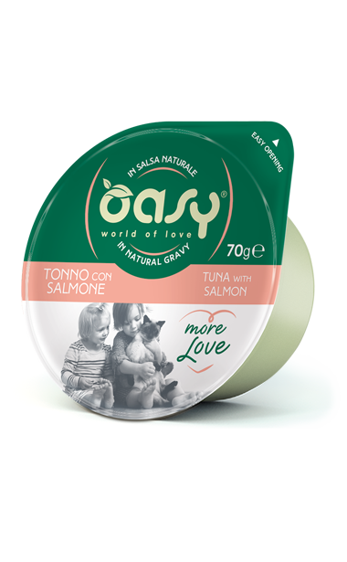 Oasy Wet PetFood for Adult Cats MORE LOVE • Tuna with Salmon 70 g
