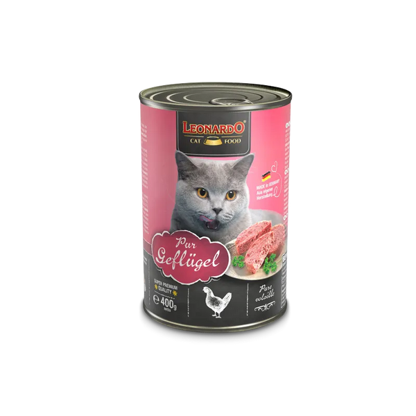 LEONARDO CAT WET FOOD for Adult Cats 400g pure poultry