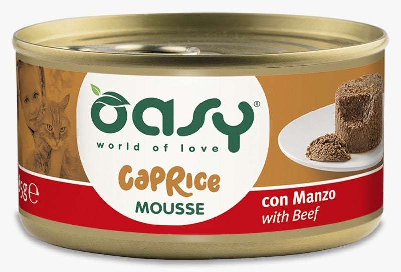 Oasy Wet PetFood for Adult Cats CAPRICE • Mousse with Beef 85 g