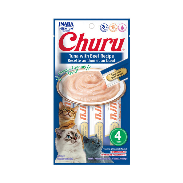 Churu Tuna Beef Equivalents for Cats, 4 x 14g