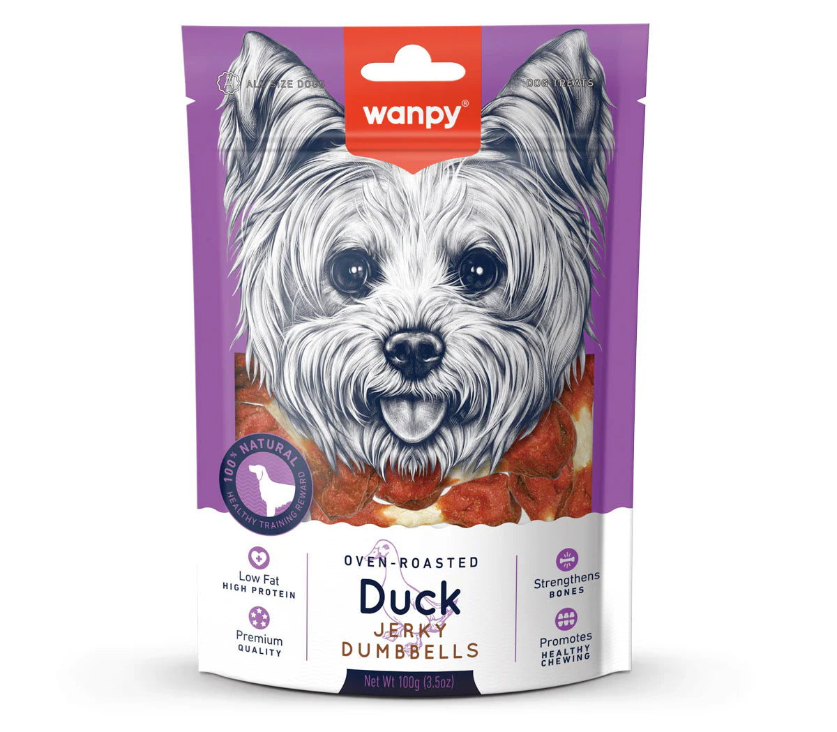 Wanpy Dog Treat Duck Jerky Dumbbells 100g