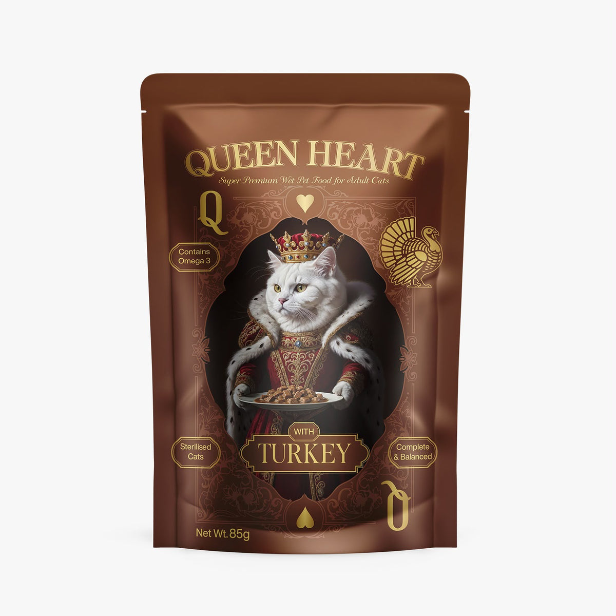 QUEEN HEART(sterilised)with turkey in gravy 85g
