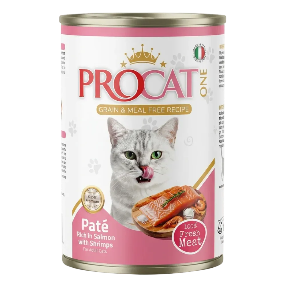 Procat One Wet Food for Adult Cat Pate Rich in Salmon & Shrimps 400g