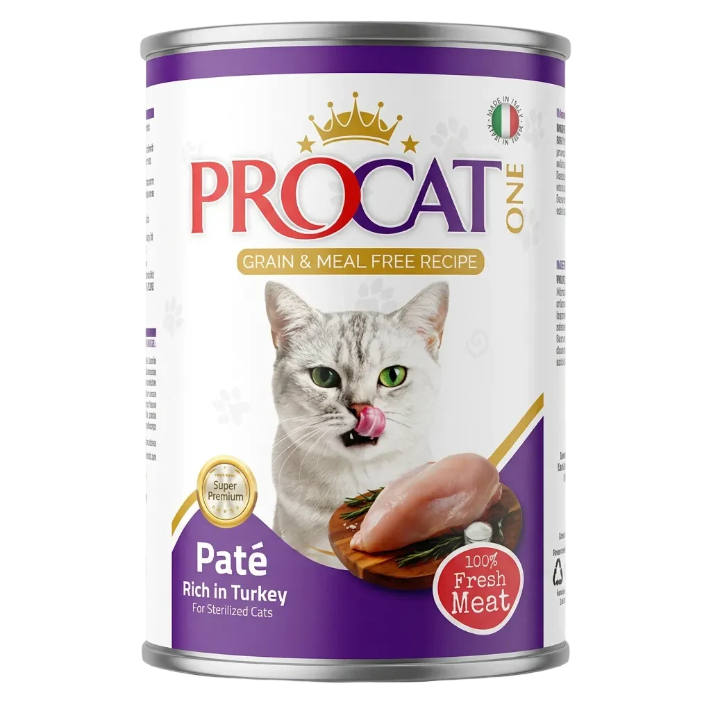 Procat One Wet Food for Sterilised Cat Pate Rich in Turkey 400g