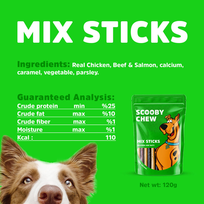 Scooby Chew Mix Sticks - Dog Treats 120g