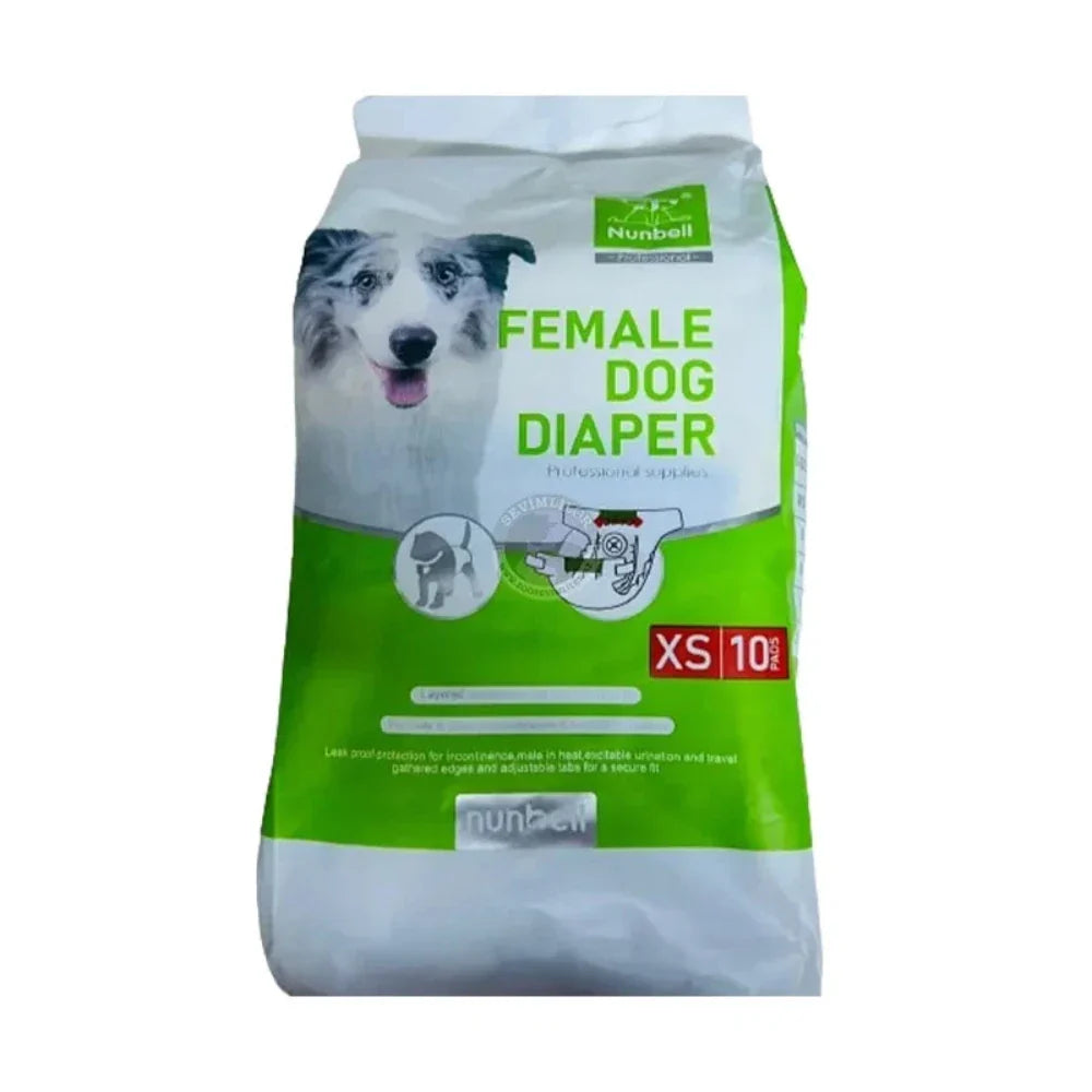Nunbell Female Dog Diapers  X-Small 10 pcs
