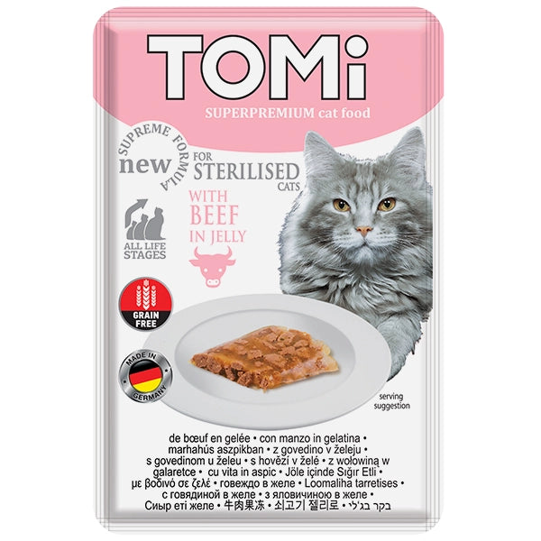 Tomi Pouch Sterilised Beef in Jelly Cat 85g