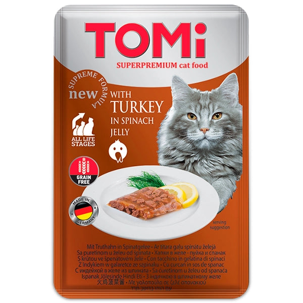 Tomi Pouch Turkey in Spinach Jelly Cat 100g