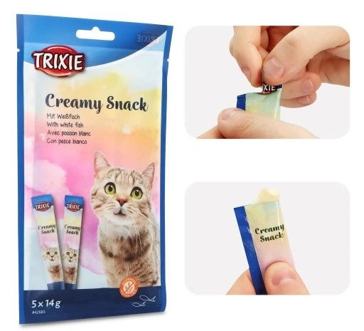 Trixie Creamy Snacks White Fish Cats 5*14g