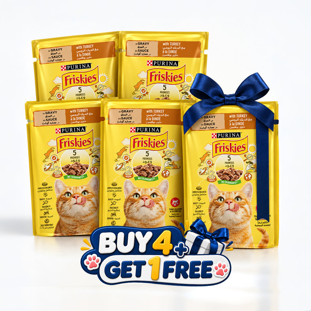 Buy 4 Get 1 | Purina Friskies Salmon Chunks in Gravy Wet Cat Food Pouch 85g