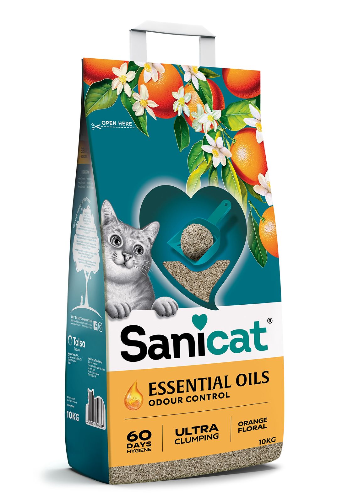 SANICAT ESSENTIAL OILS ORANGE FLORAL LITTER 10KG Ultra Clumbing