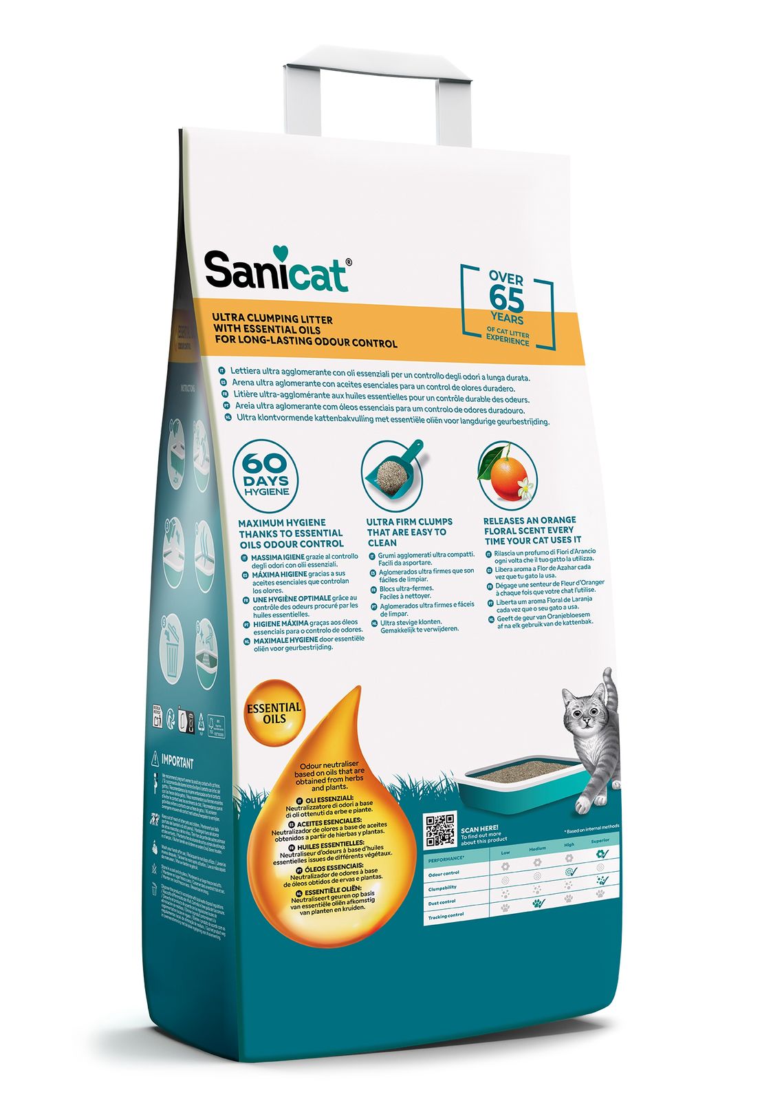 SANICAT ESSENTIAL OILS ORANGE FLORAL LITTER 10KG Ultra Clumbing