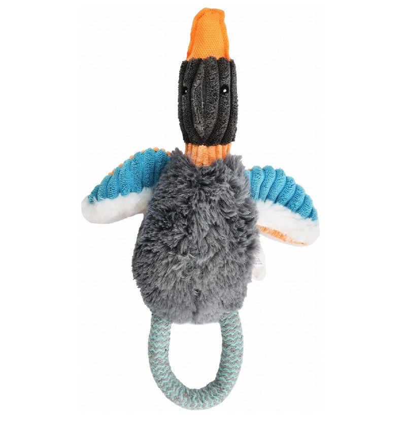 Soleil Gray Multicolored Bird Shaped Dog Plush Toy -