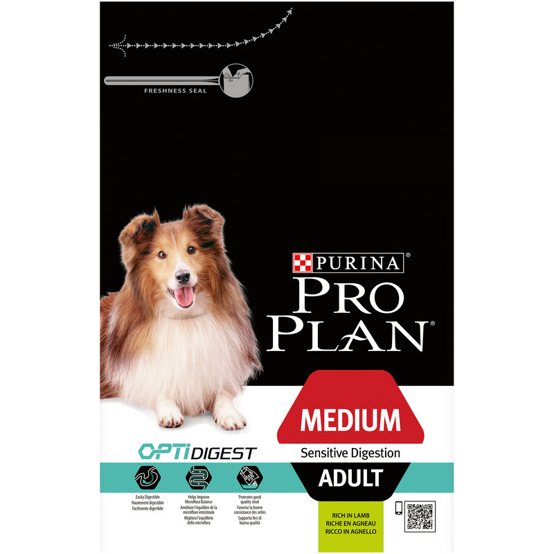 PURINA® PRO PLAN® Dog  Medium Adult Sensitive Digestion with OPTIDIGEST® Rich in Lamb Dry Dog Food - 3 KG