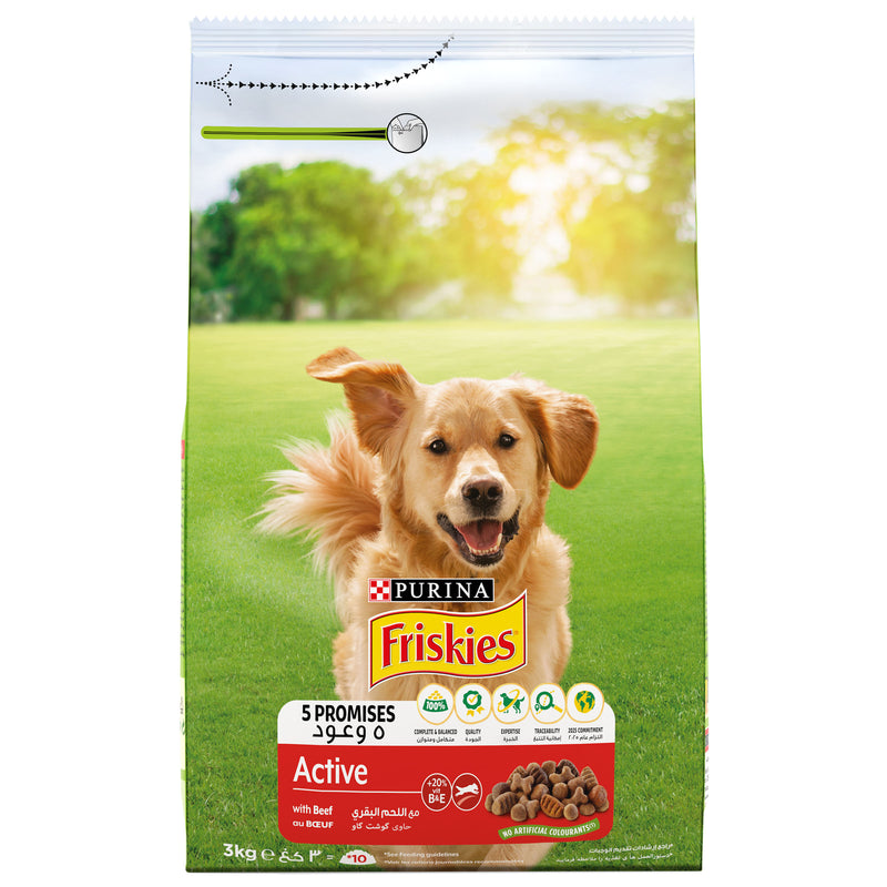 Purina FRISKIES ACTIVE Dog Food with Beef 3kg