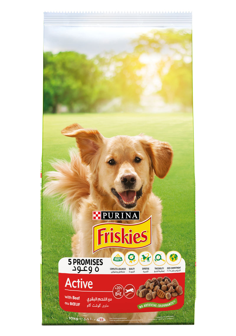 Purina FRISKIES ACTIVE Dog Food with Beef 10kg