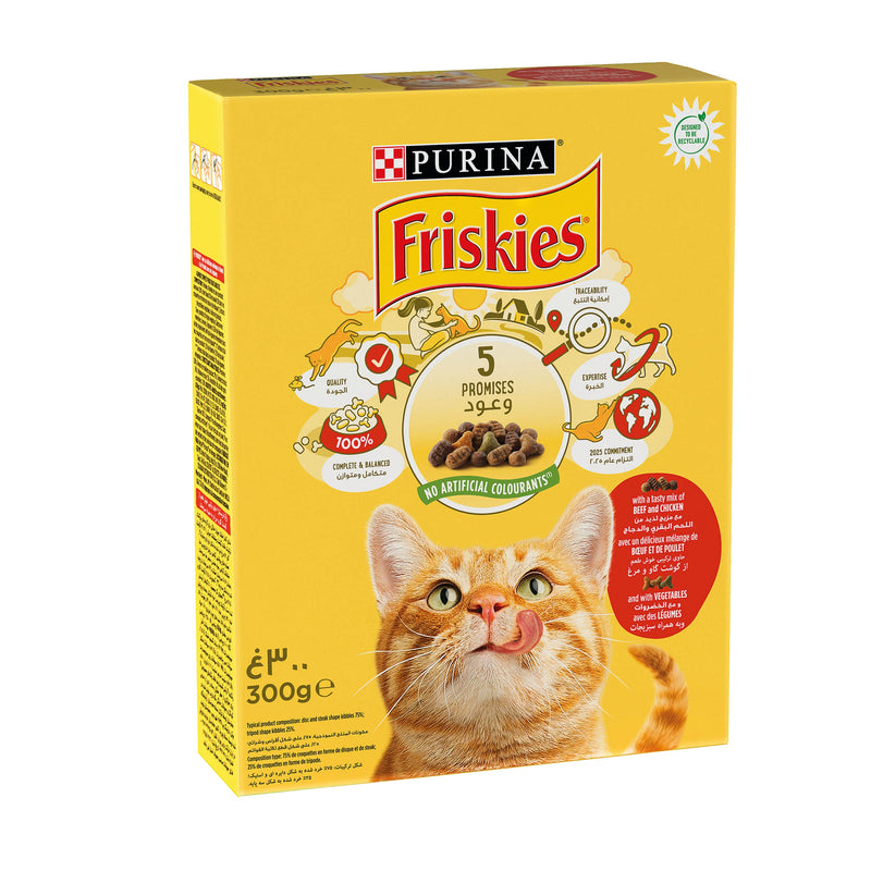 (10 Items) Purina Friskies with Beef, with Chicken and with Vegetables Cat Dry Food 300g