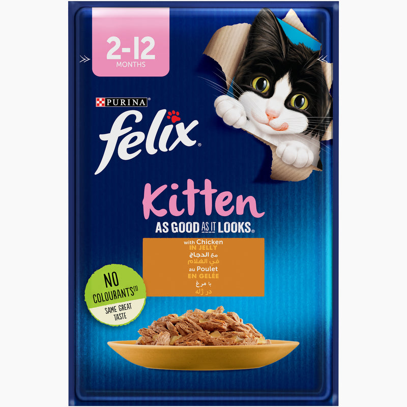PURINA FELIX As Good as it Looks with Chicken in Jelly Wet Junior Cat Food Pouch 85g