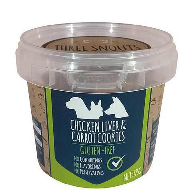 Three Snouts Chicken Liver & Carrot Cookies 125g - Amin Pet Shop