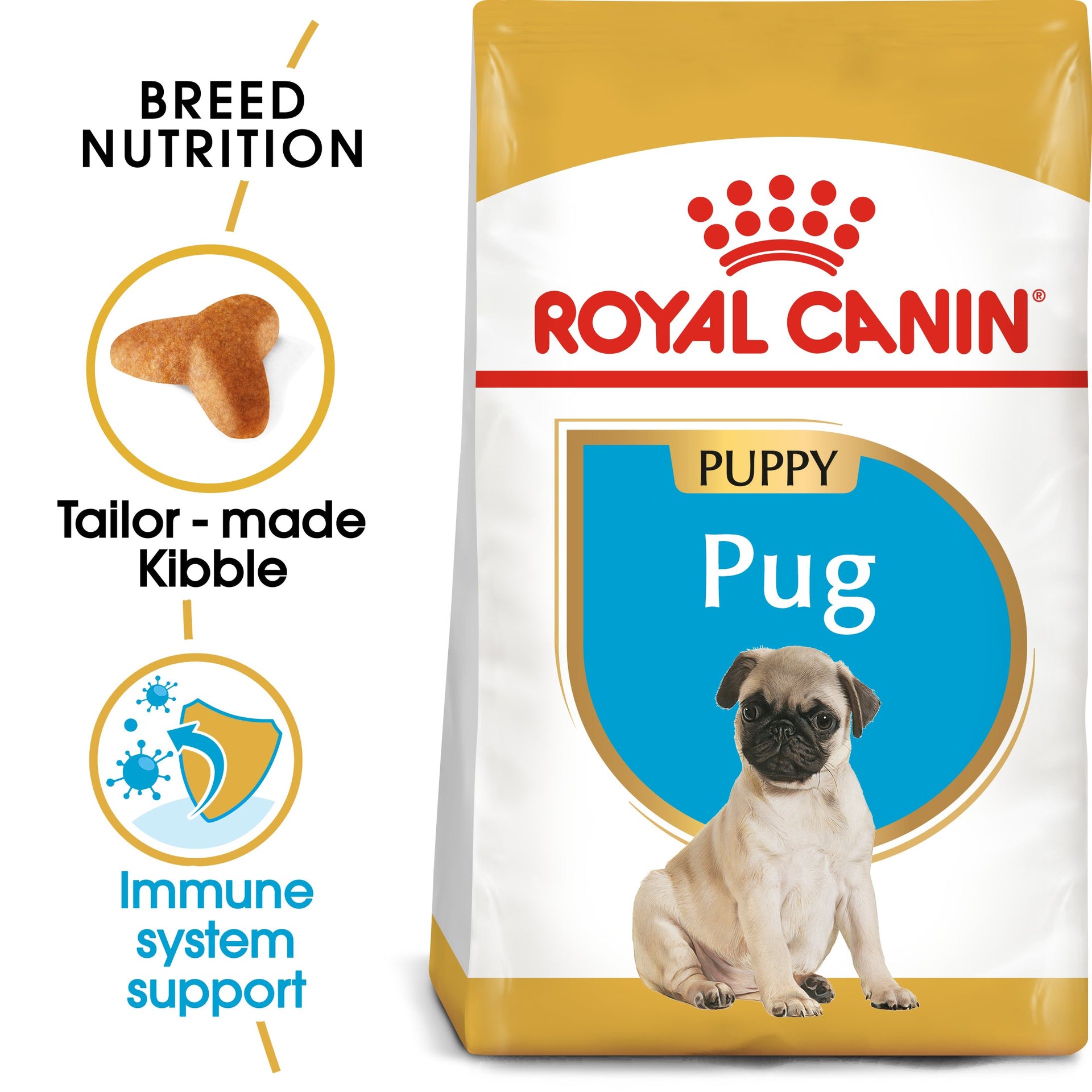 Pug Bread Roll Royal Canin Pug Puppy 2-10 Puppy Dry Food