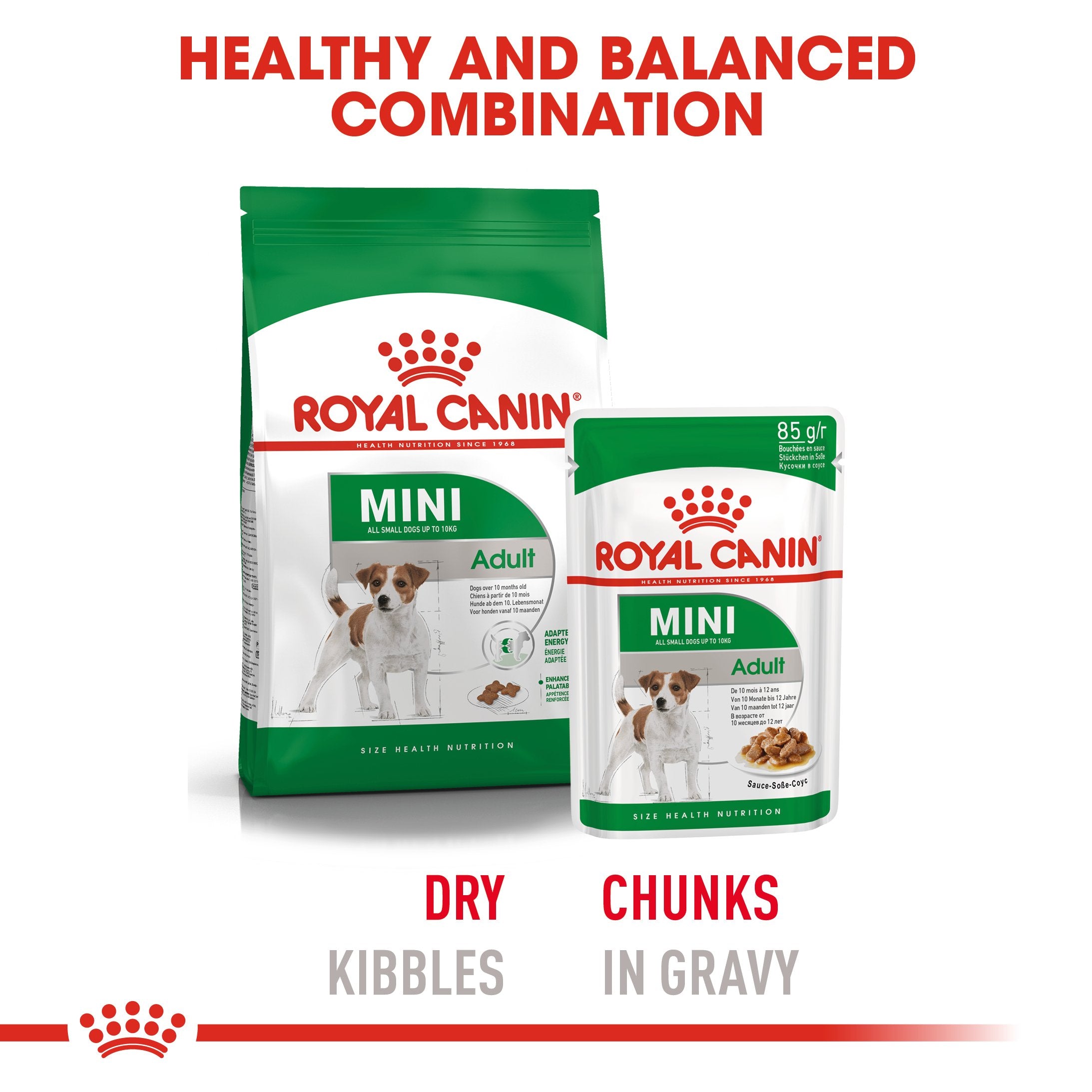 Royal Canin Mini Adult in Gravy (85 gm\pouch) - wet food for small dogs up to 10 KG - form 10 months to 8 years - Amin Pet Shop