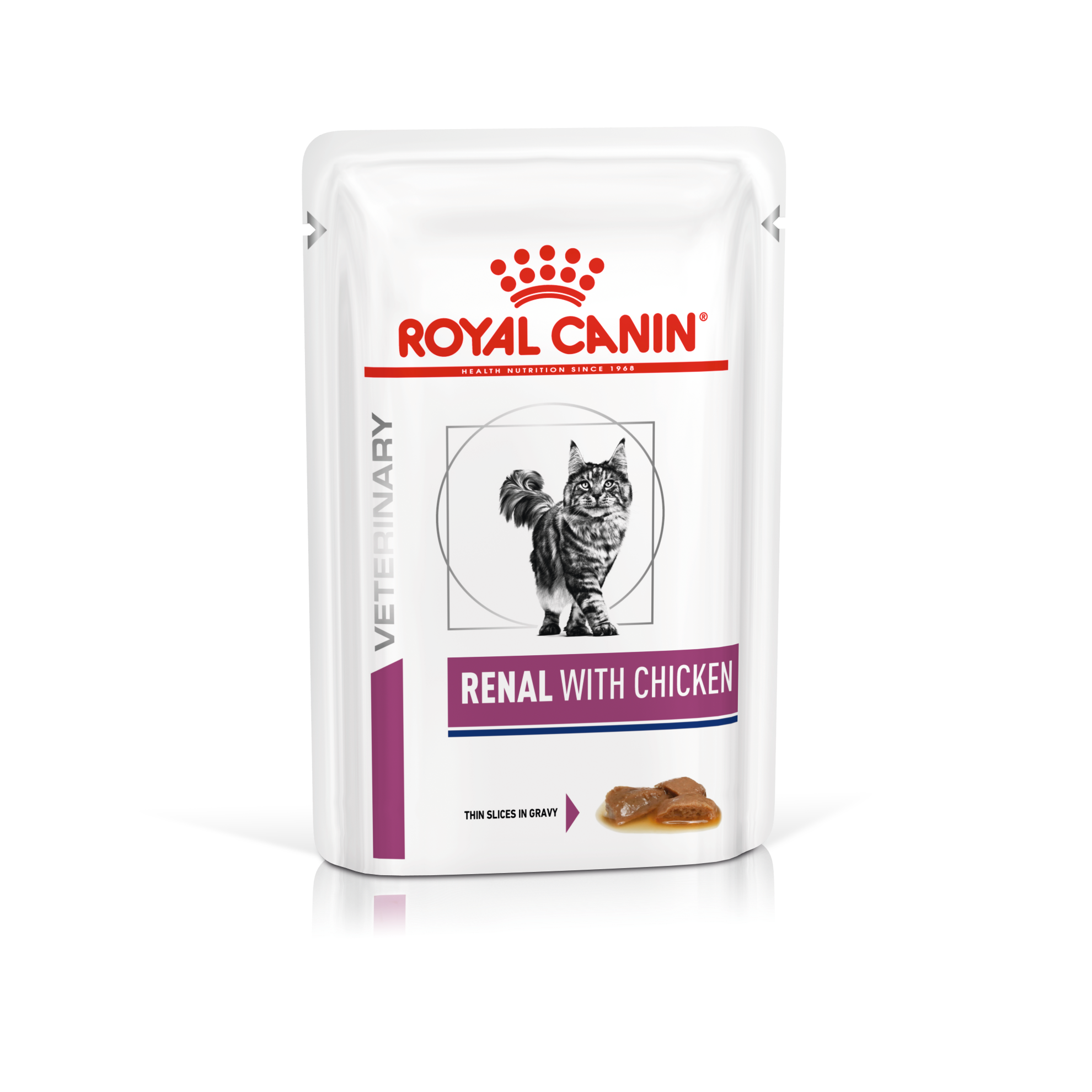 ROYAL CANIN® kitten Renal with Chicken features thin slices in gravy (85gm\ Pouch) - Wet food for senior cats