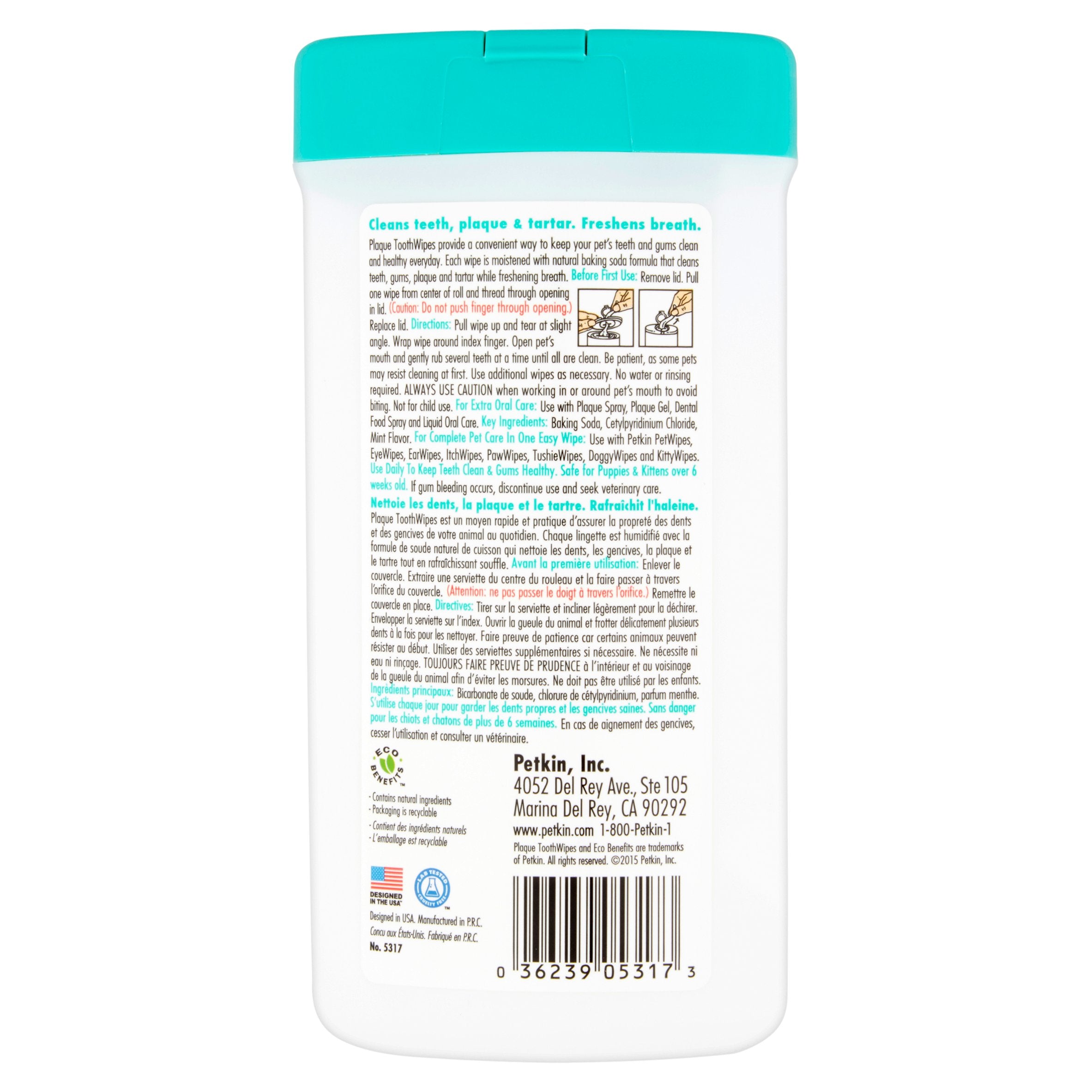 Petkin Fresh Mint Plaque Toothwipes