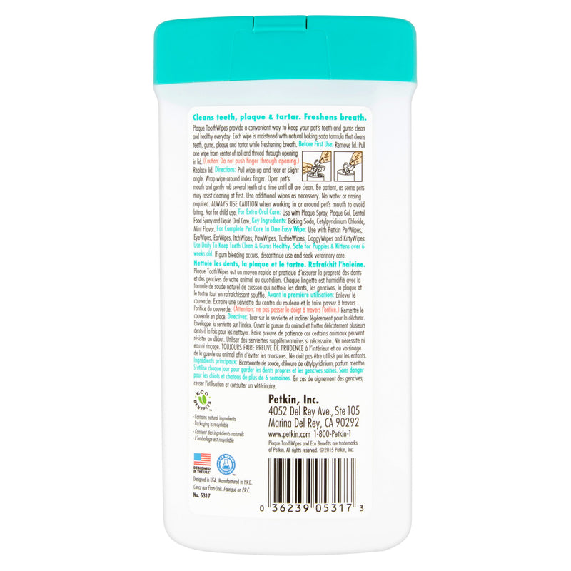 Petkin Fresh Mint Plaque Toothwipes