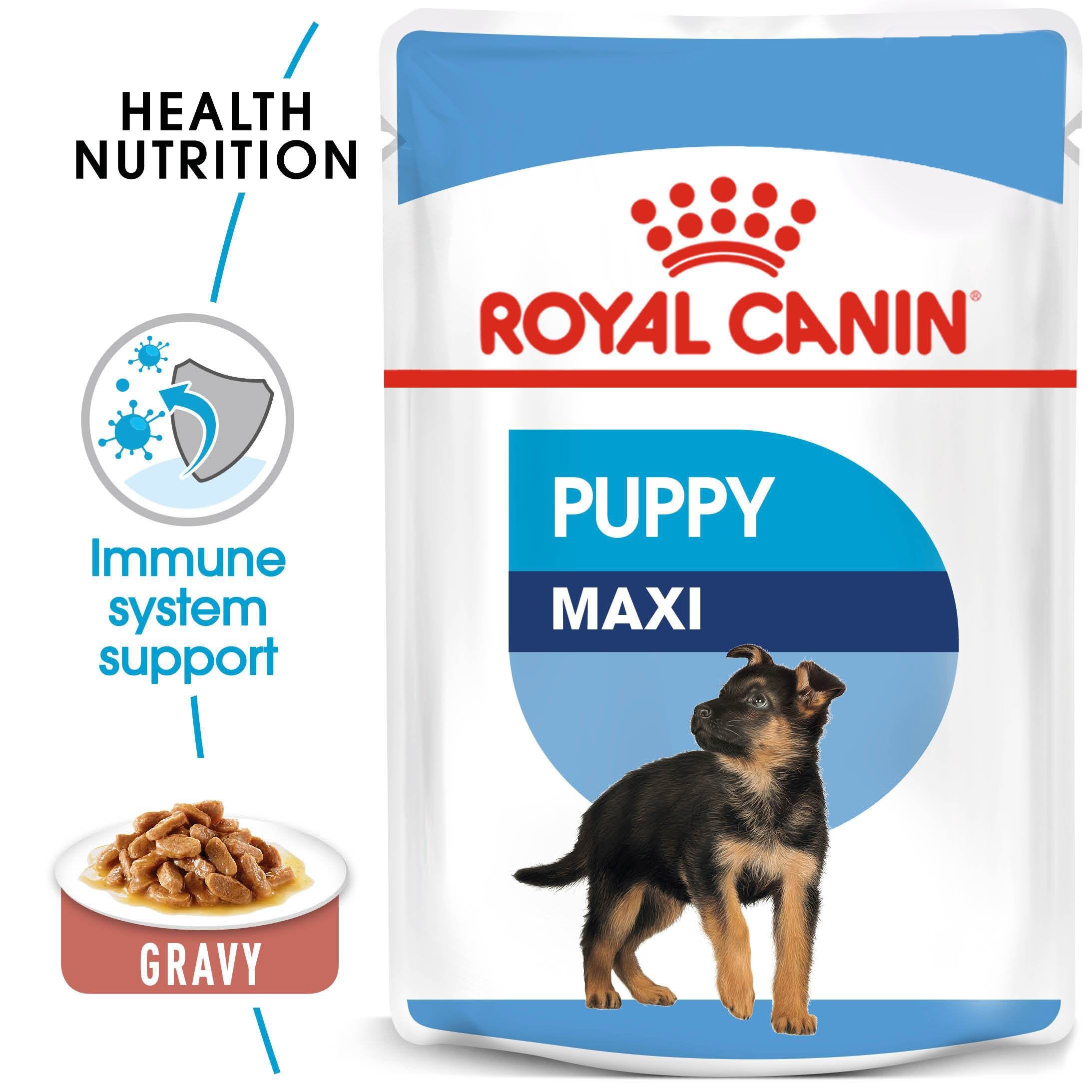 Royal Canin Maxi Puppy in Gravy (140 gm\pouch) - wet food for large dogs - Adult weight from 26 to 44 KG. From 2 to 15 months - Amin Pet Shop